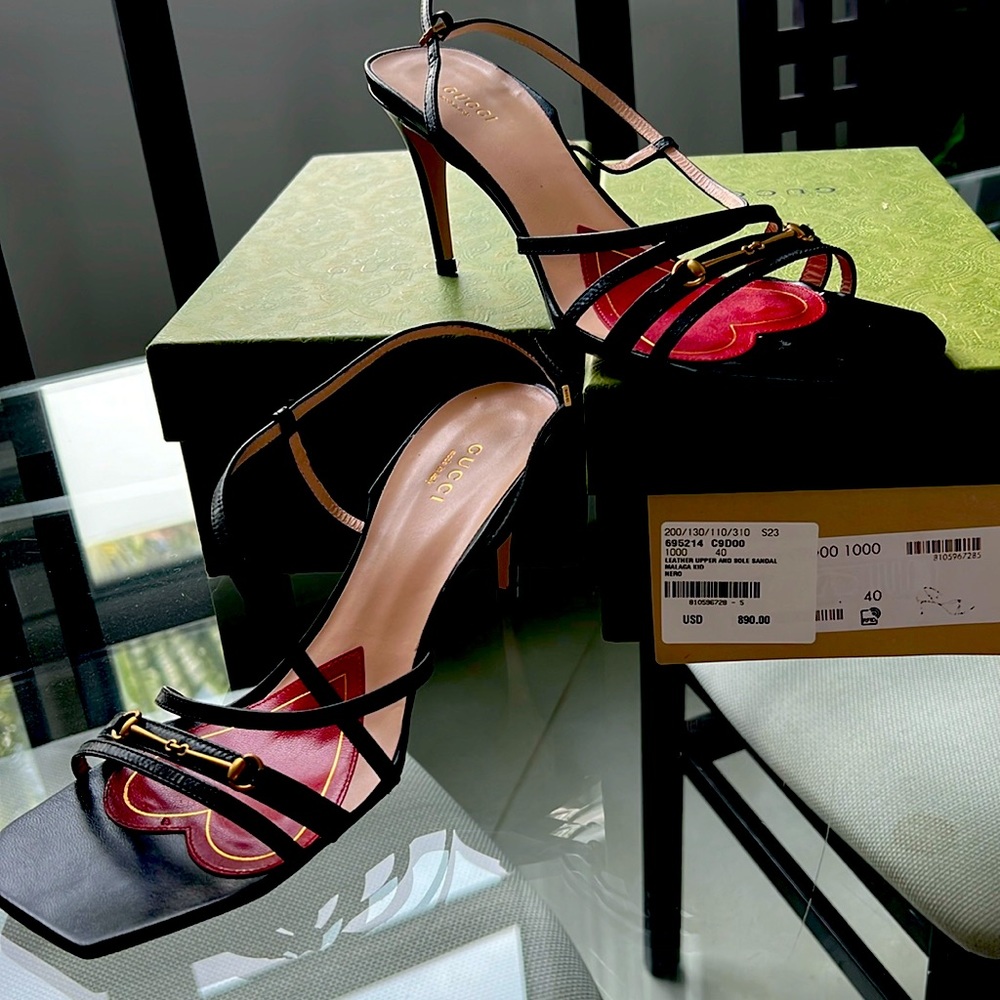 Gucci Malaga Heels 👠 Never Worn Brand New Gucci Strappy Sandals!
